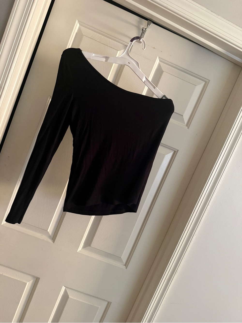 Black One-Shoulder Long Sleeve Women's Top